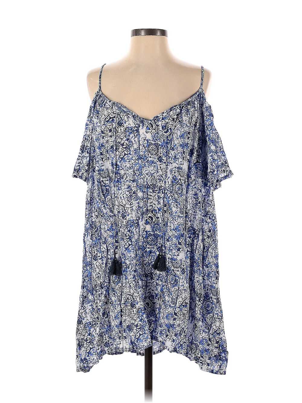 Scoop NYC Women Blue Short Sleeve Blouse S - image 1