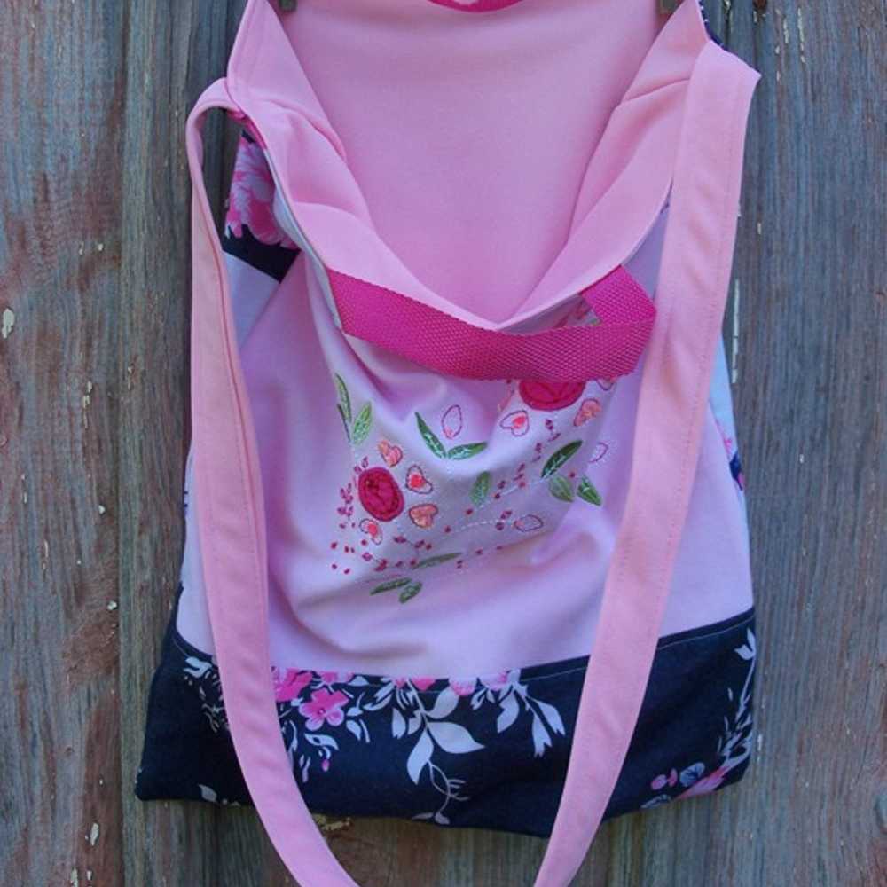 Pink Floral Print Recycled Fabrics Tote Bag - image 3