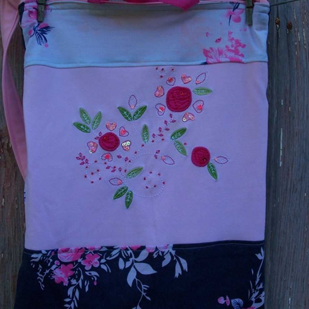 Pink Floral Print Recycled Fabrics Tote Bag - image 4