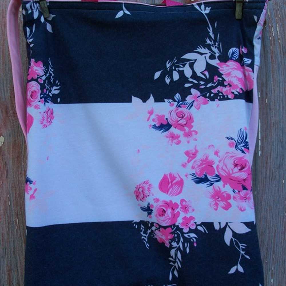 Pink Floral Print Recycled Fabrics Tote Bag - image 5