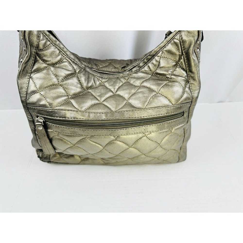 Carlos Falchi Designer Hobo Quilted Black Leather… - image 10