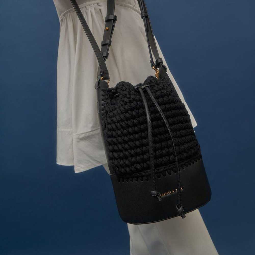 Crochet Drawstring Bucket Bag (Black) - image 4