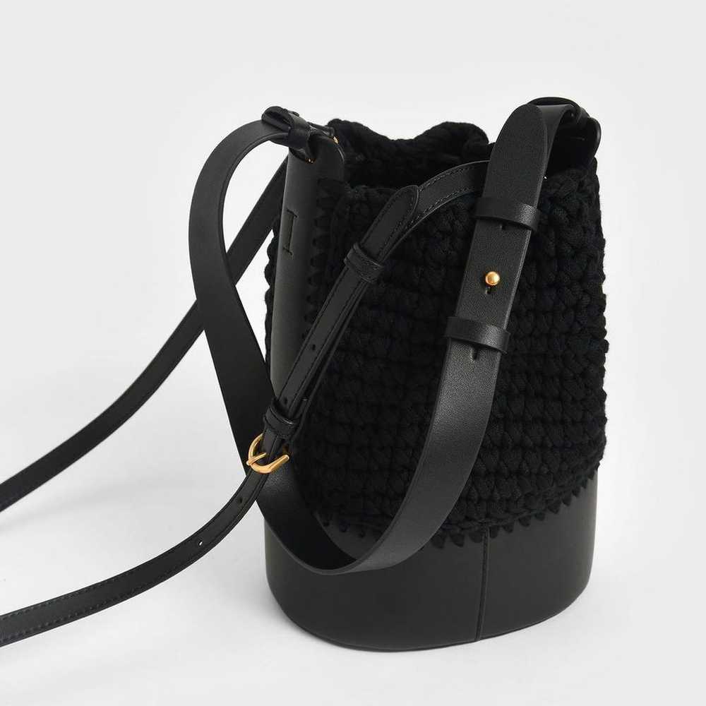 Crochet Drawstring Bucket Bag (Black) - image 5