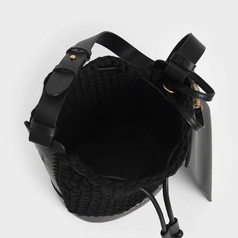 Crochet Drawstring Bucket Bag (Black) - image 8