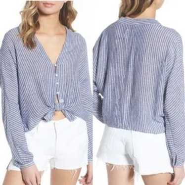 Rails Sloane Azure Stripe Button Down Tie Front L… - image 1
