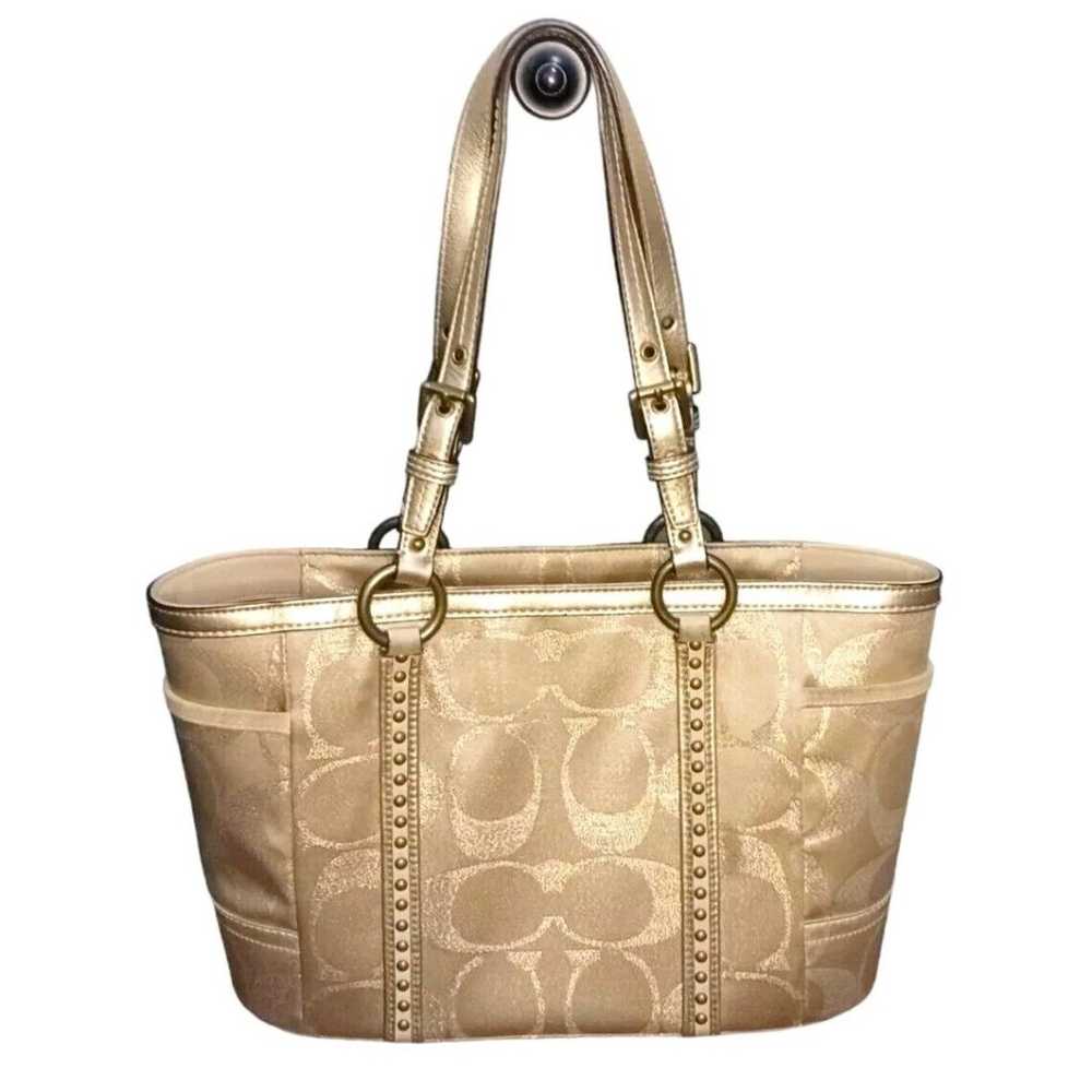 Coach Signature C Canvas Studded Tan & Gold Galle… - image 2