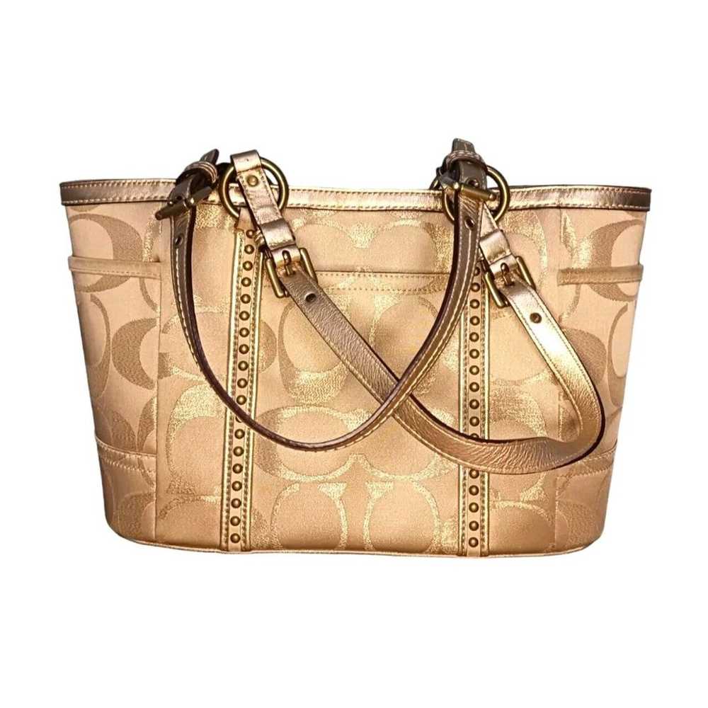 Coach Signature C Canvas Studded Tan & Gold Galle… - image 5