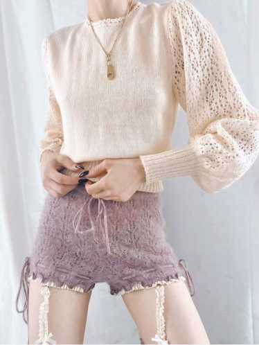 ballet pink pointelle knit top