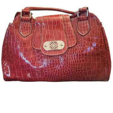 Vintage Red Faux Alligator Skin Hobo Bag