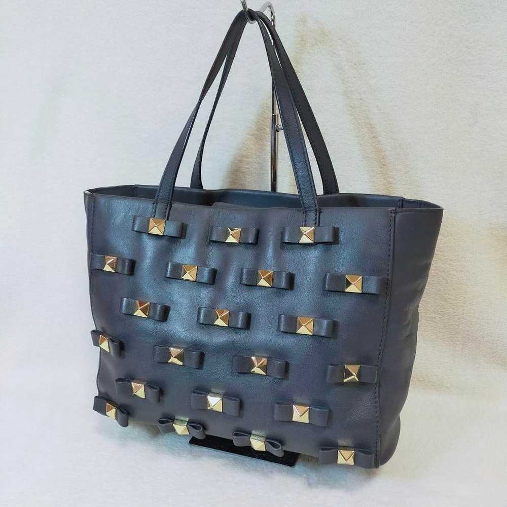 Kate Spade Leather Studs Ribbon Tote Bag All-Over… - image 2