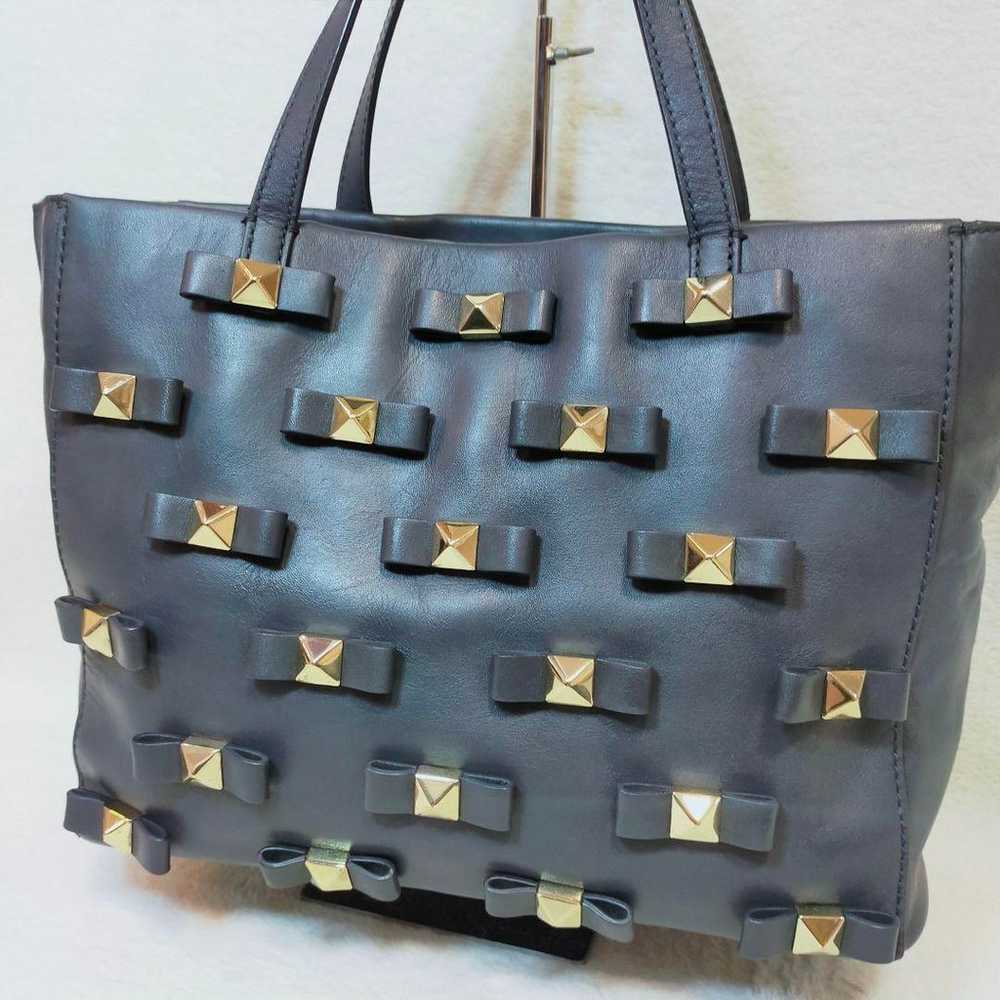 Kate Spade Leather Studs Ribbon Tote Bag All-Over… - image 4