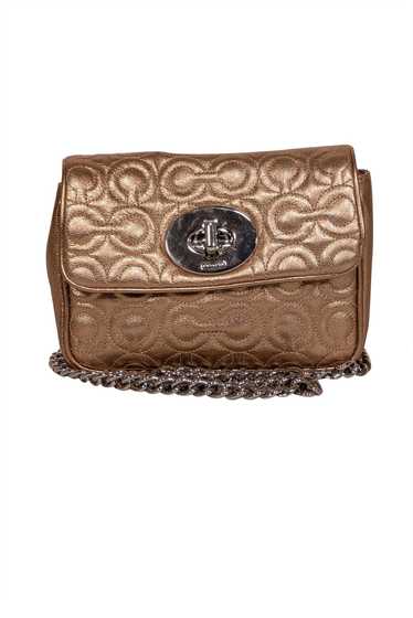 Coach - Rose Gold Metallic Leather Monogram Stitch