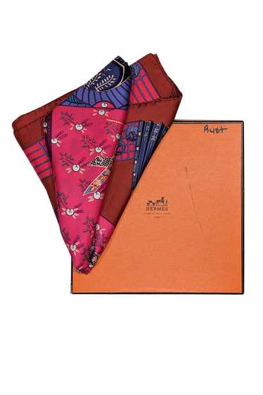 Hermes - Red, Pink, & Green Print Silk Scarf