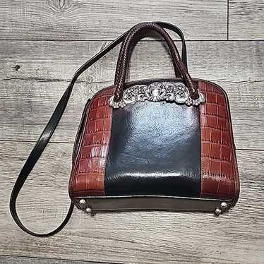 Brighton Vintage Chantilly Black / Brown Croc Sat… - image 1