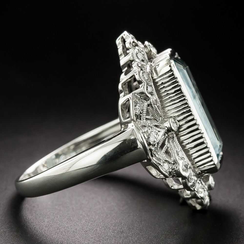 Estate 4.59 Carat Aquamarine and Diamond Ring - image 2