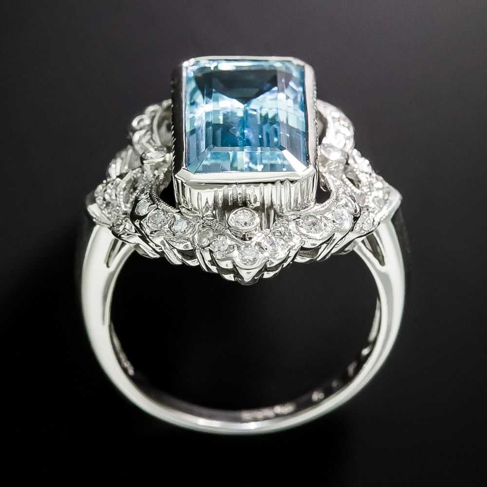 Estate 4.59 Carat Aquamarine and Diamond Ring - image 3