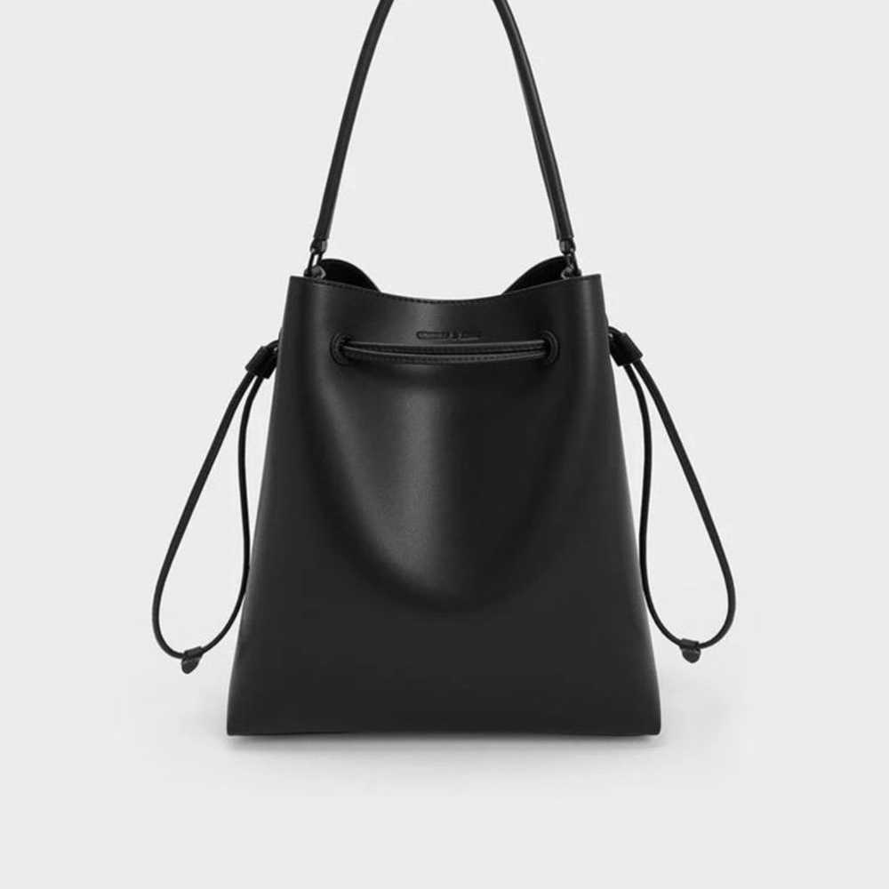 Charles & Keith Drawstring hobo black Bag Purse - image 2