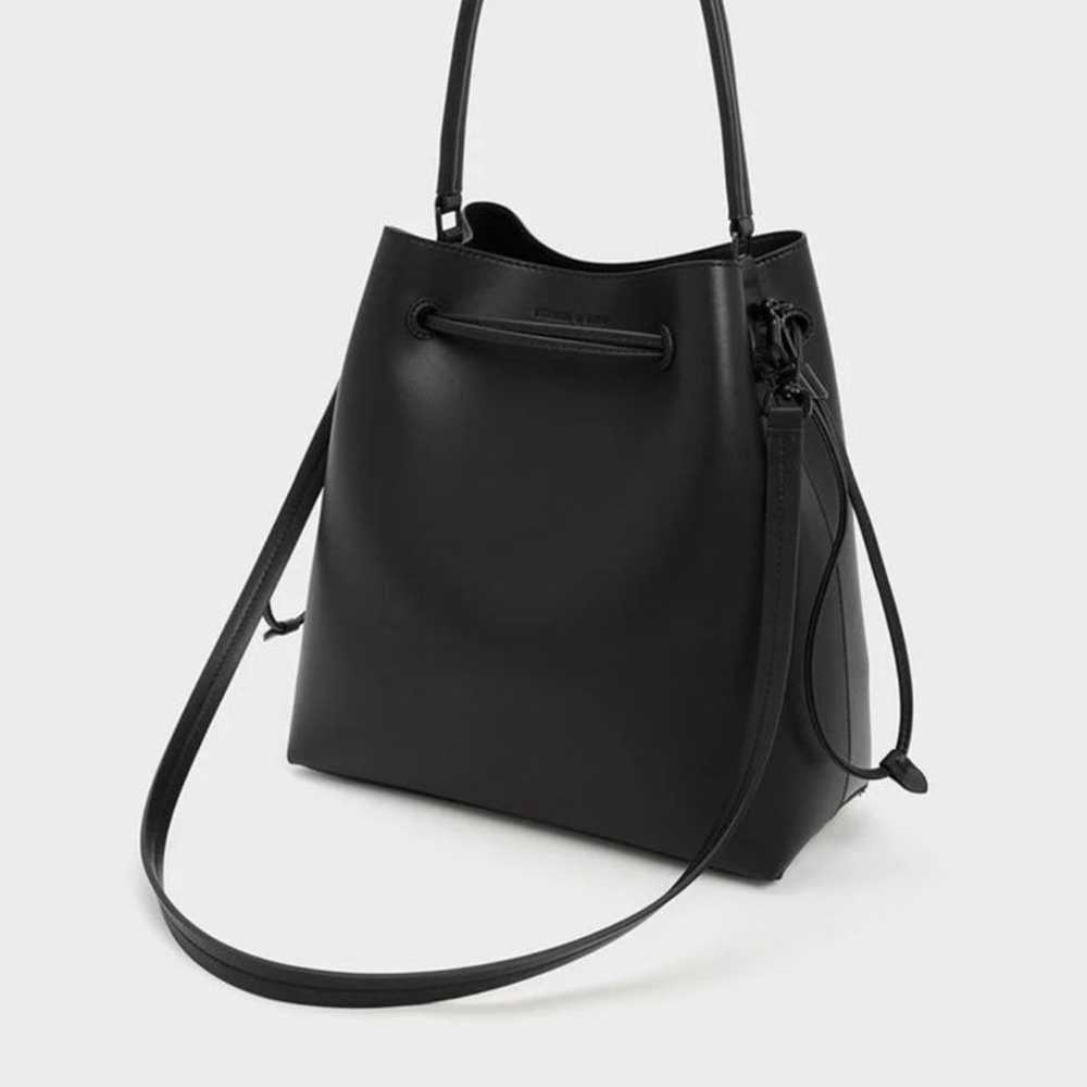 Charles & Keith Drawstring hobo black Bag Purse - image 3