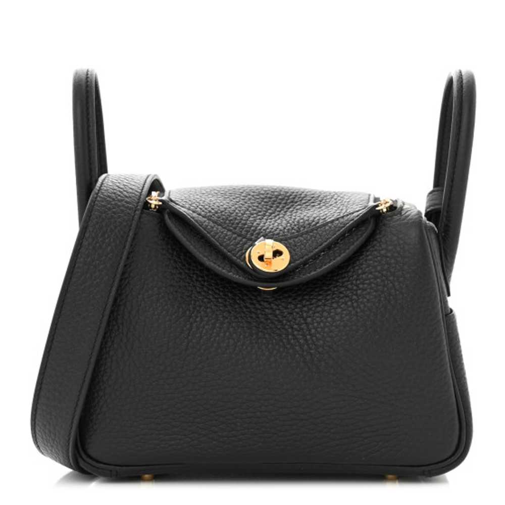 HERMES Taurillon Clemence Mini Lindy 20 Black - image 1