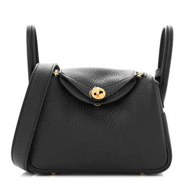 HERMES Taurillon Clemence Mini Lindy 20 Black