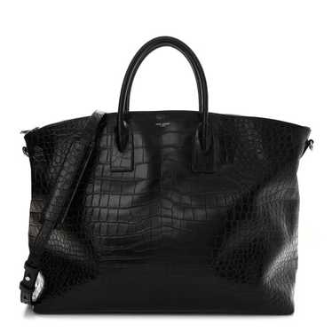 SAINT LAURENT Calfskin Crocodile Embossed Giant Bo