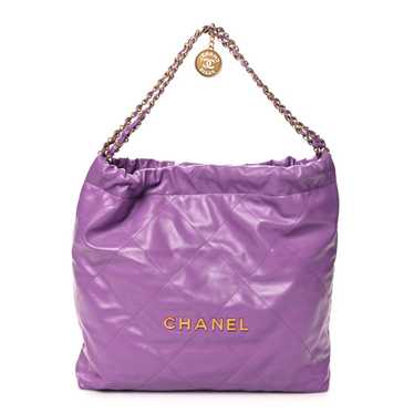 CHANEL Shiny Calfskin Quilted Chanel 22 Purple