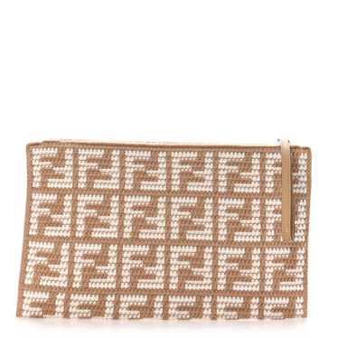 FENDI Fabric Calfskin FF Woven Large Flat Pouch C… - image 1