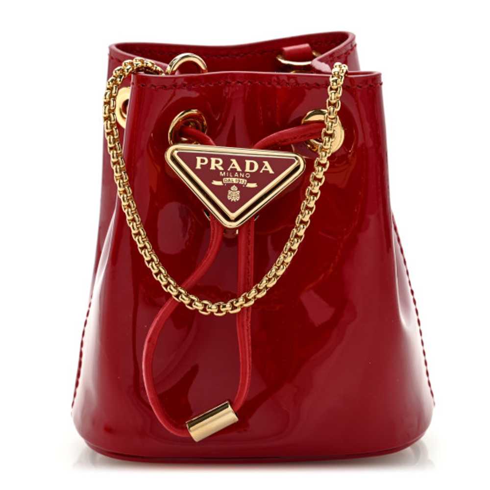 PRADA Vernice Metal Triangle Logo Mini Drawcord P… - image 1