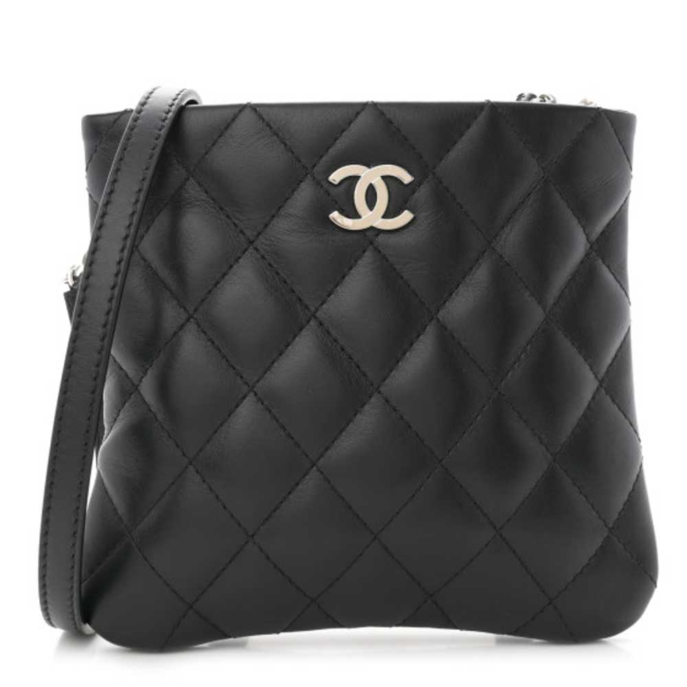 CHANEL Lambskin Quilted Crossbody Bag Black - image 1