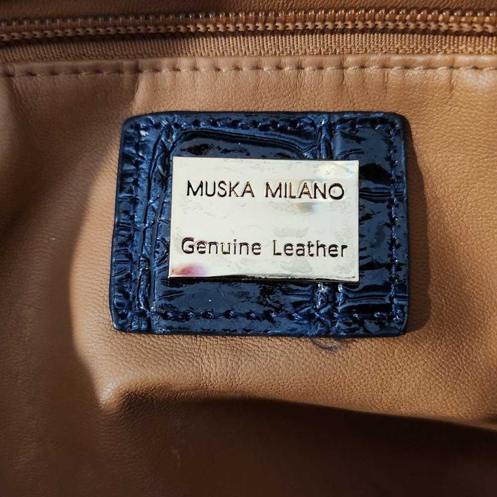 Muska Milano Italy Leather Crocodile Embossed Sat… - image 8