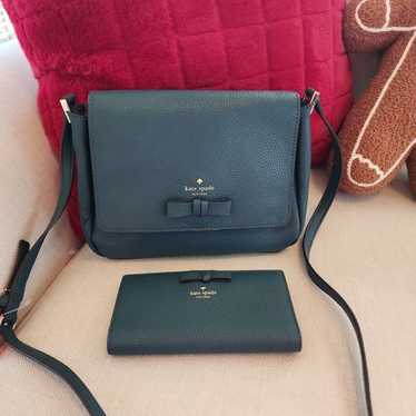 Kate Spade teal gray crossbody & wallet