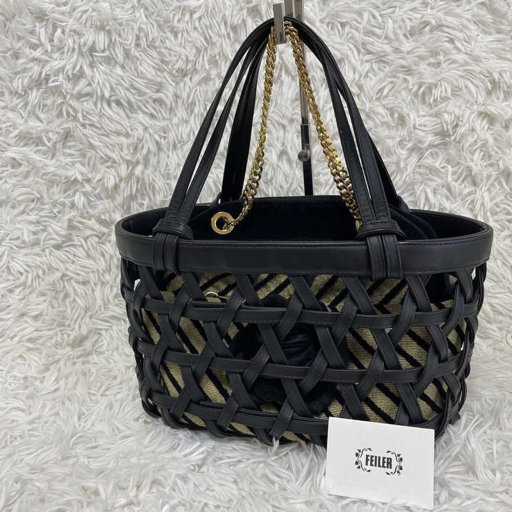 【Rare】Feiler Tote Bag, Basket Bag, 2-Way Bag, Gol… - image 1