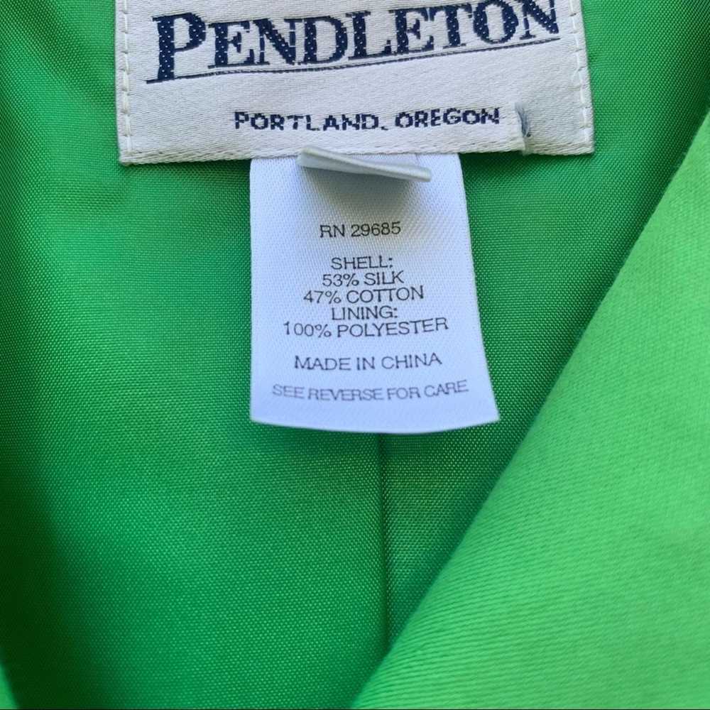 Pendleton Pendleton skirt blazer set green silk b… - image 5