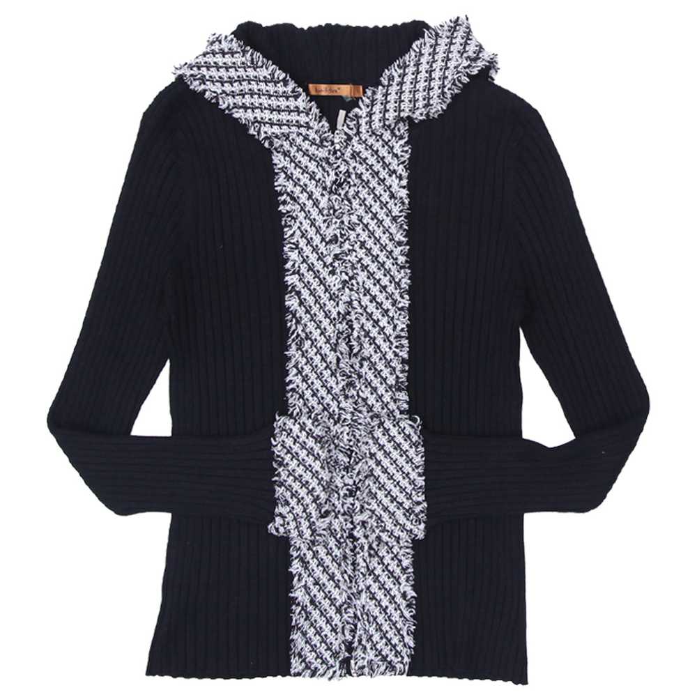 Y2K Belldini Black Ribbed Hooded Sweater - image 1