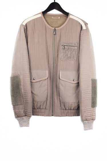 Topstitched Felt-panel Silk Bomber