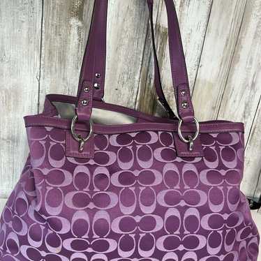 Purple on sale Coach Signature Kiss-Lock Carry All