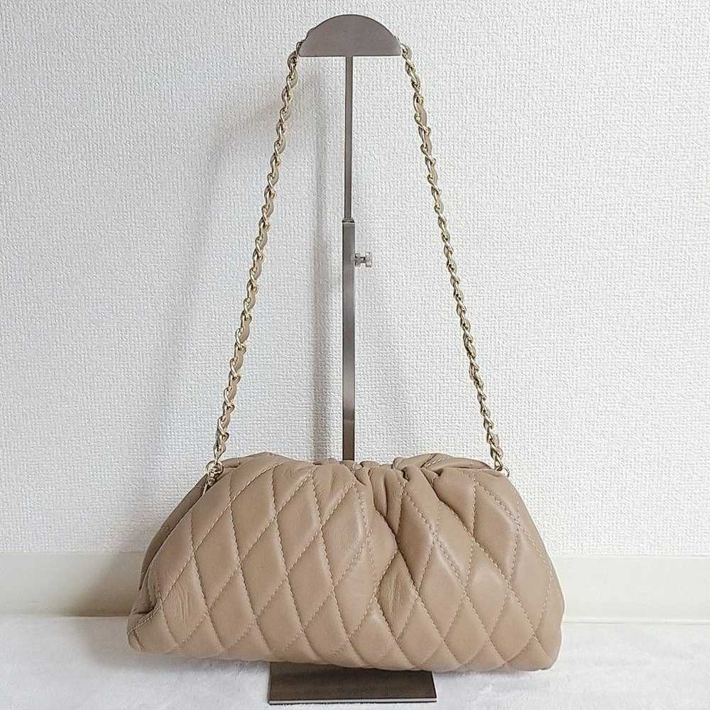 Oulenti Bag Shoulder 2way Quilted Chain Beige - image 3