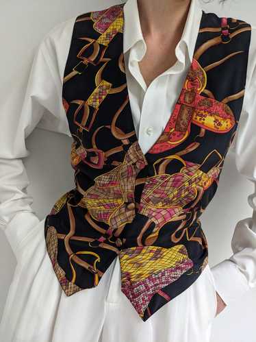 Beautiful Vintage Silk Printed Vest