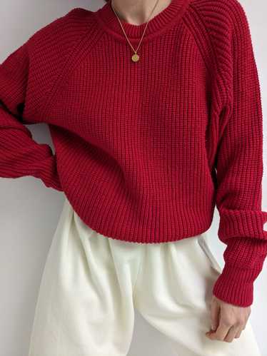 Vintage Ruby Ribbed Raglan Sweater