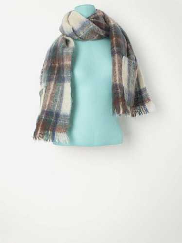 Vintage plaid scarf with pockets, wide and long –… - image 1