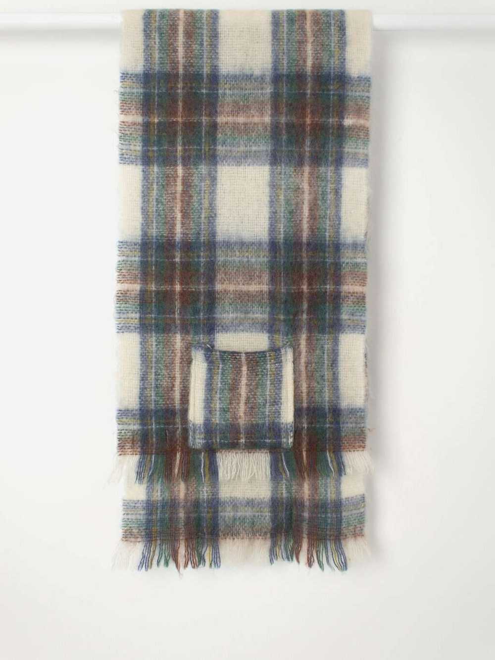 Vintage plaid scarf with pockets, wide and long –… - image 3