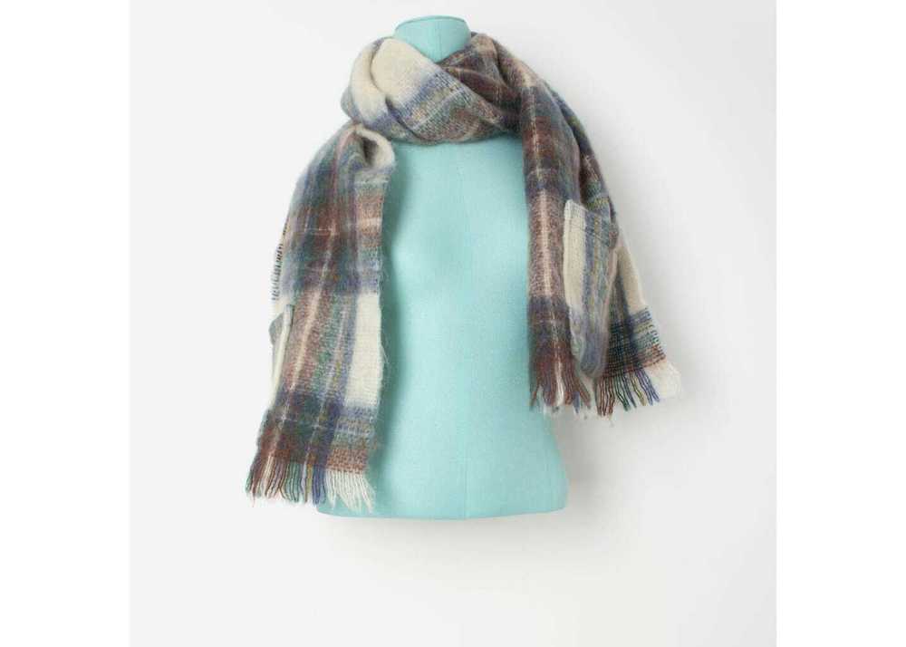 Vintage plaid scarf with pockets, wide and long –… - image 6