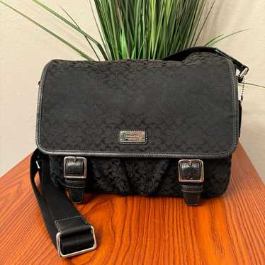 Coach Signature Messenger Bag Crossbody Black Lap… - image 1