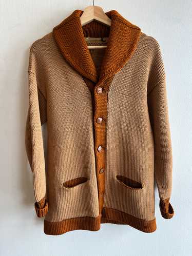 Vintage 1920/30’s Shawl Collar Two-Tone Knit Wool 