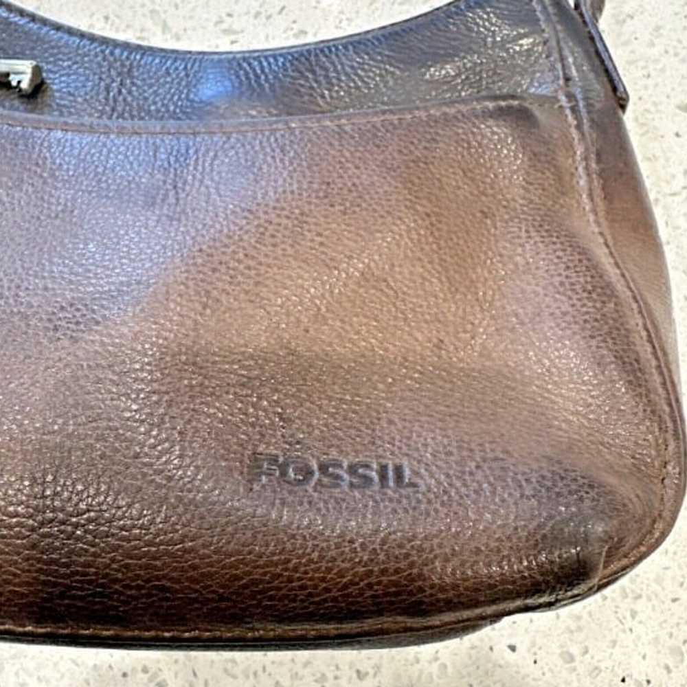 Vintage FOSSIL 1954 Brown Pebbled Leather Crossbo… - image 7