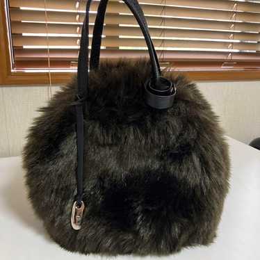 Dark brown fur bag, approximately 30 cm. - image 1