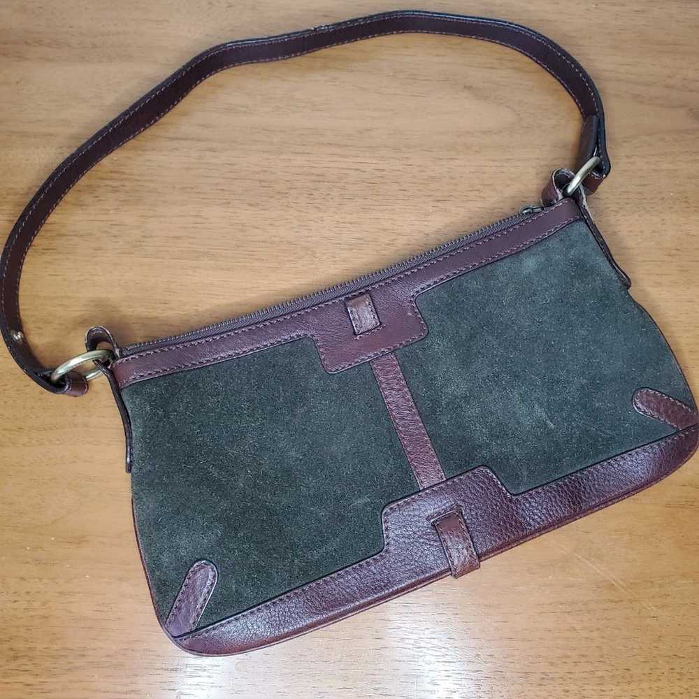 VTG Burberry Green Suede Shoulder Bag Small Women… - image 11