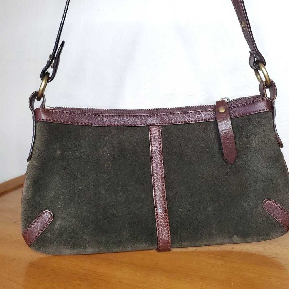 VTG Burberry Green Suede Shoulder Bag Small Women… - image 4