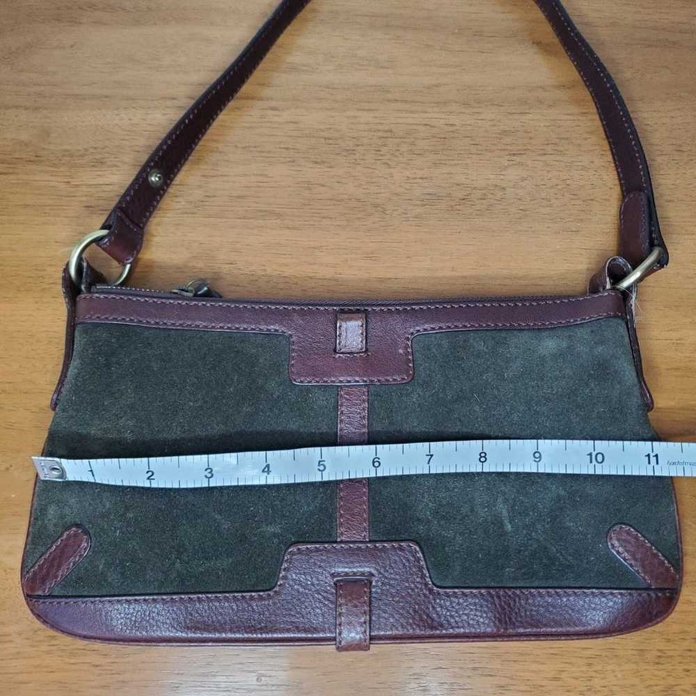 VTG Burberry Green Suede Shoulder Bag Small Women… - image 8