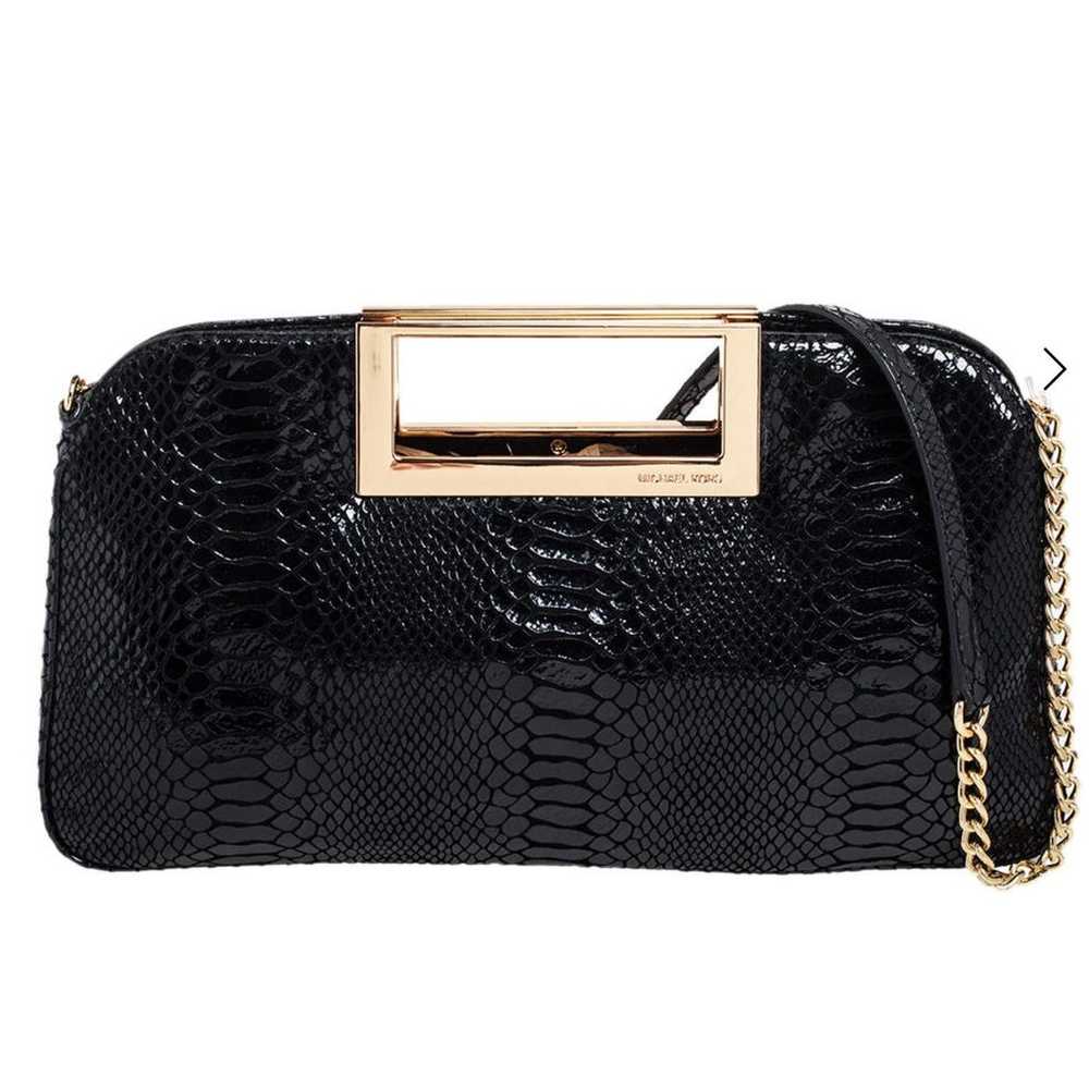 Michael Kors Black Python Embossed Patent Leather… - image 1